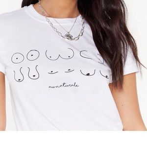 Nasty Gal Au Natural Boobies Shirt - Size US 6